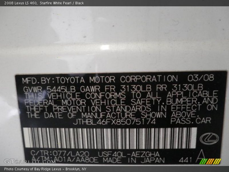 Starfire White Pearl / Black 2008 Lexus LS 460