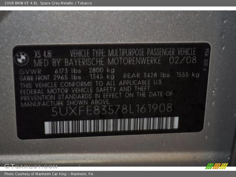 Space Grey Metallic / Tobacco 2008 BMW X5 4.8i