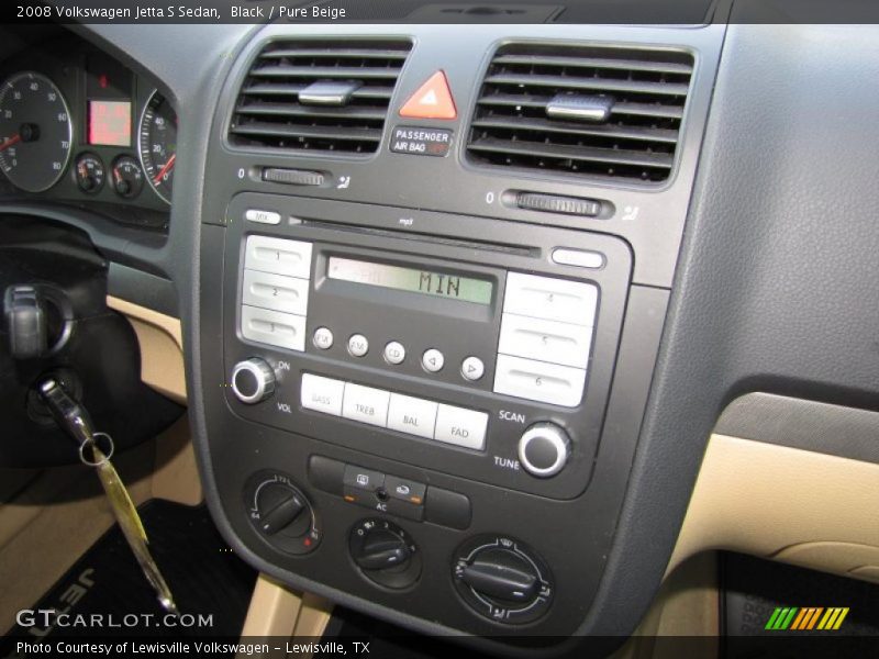 Black / Pure Beige 2008 Volkswagen Jetta S Sedan