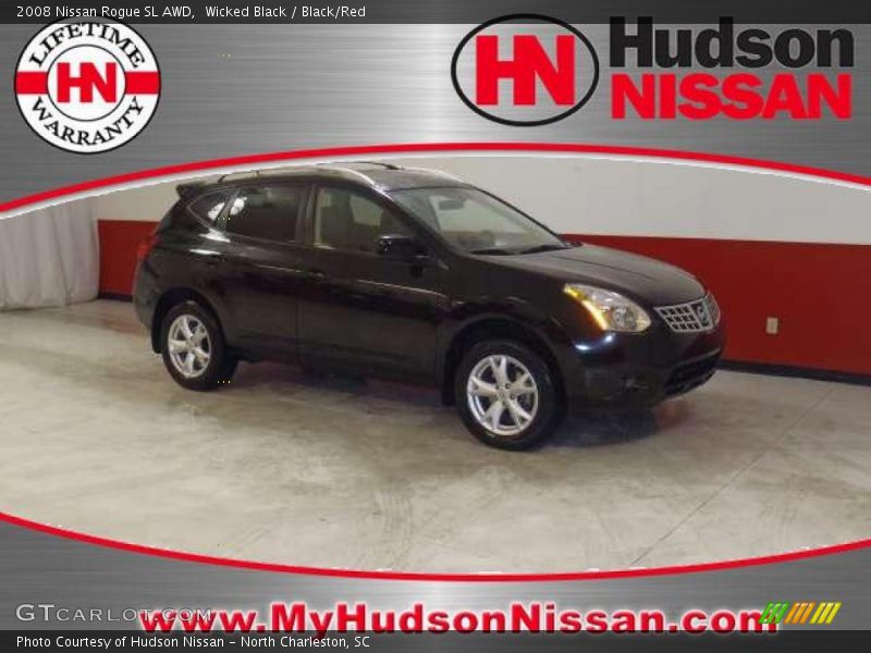 Wicked Black / Black/Red 2008 Nissan Rogue SL AWD