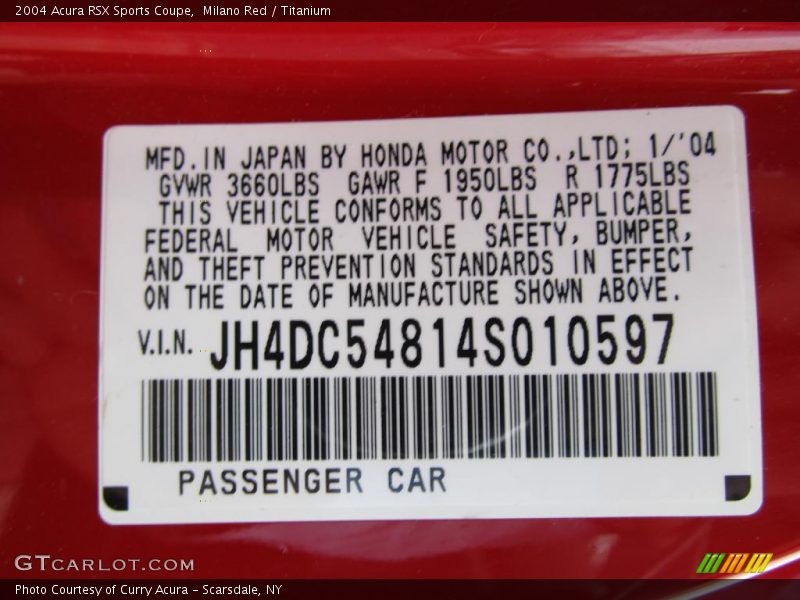 Milano Red / Titanium 2004 Acura RSX Sports Coupe
