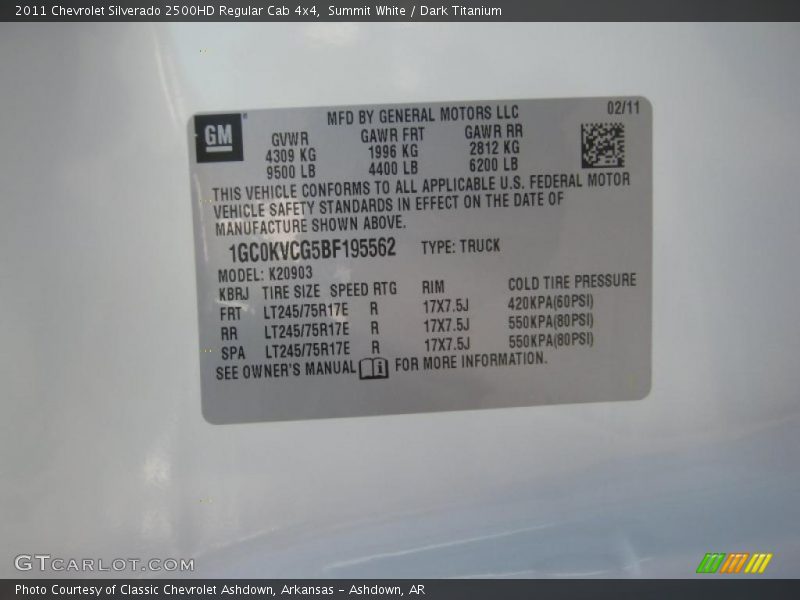 Summit White / Dark Titanium 2011 Chevrolet Silverado 2500HD Regular Cab 4x4