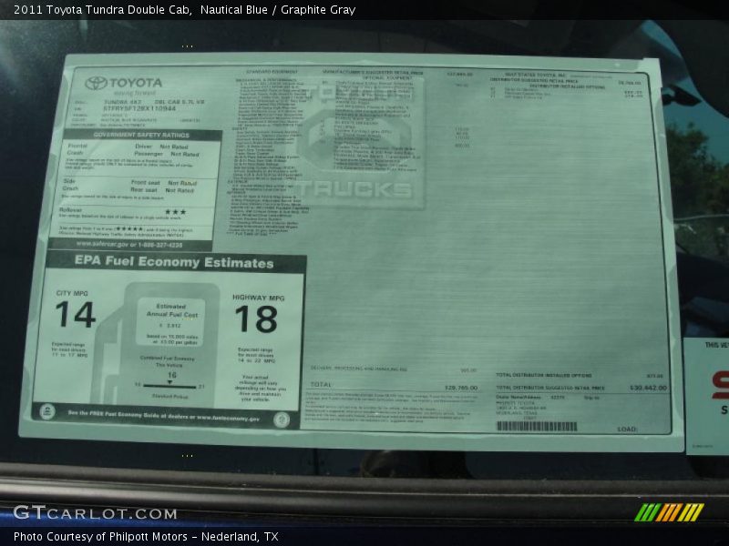  2011 Tundra Double Cab Window Sticker