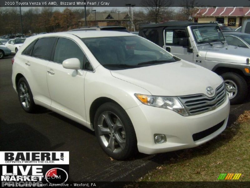 Blizzard White Pearl / Gray 2010 Toyota Venza V6 AWD