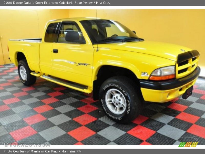Solar Yellow / Mist Gray 2000 Dodge Dakota Sport Extended Cab 4x4