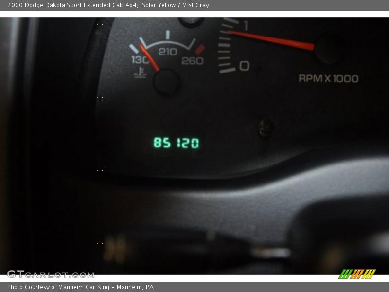 Solar Yellow / Mist Gray 2000 Dodge Dakota Sport Extended Cab 4x4
