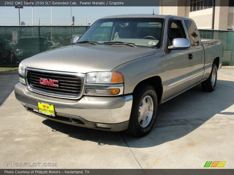 Pewter Metallic / Graphite 2002 GMC Sierra 1500 SLT Extended Cab