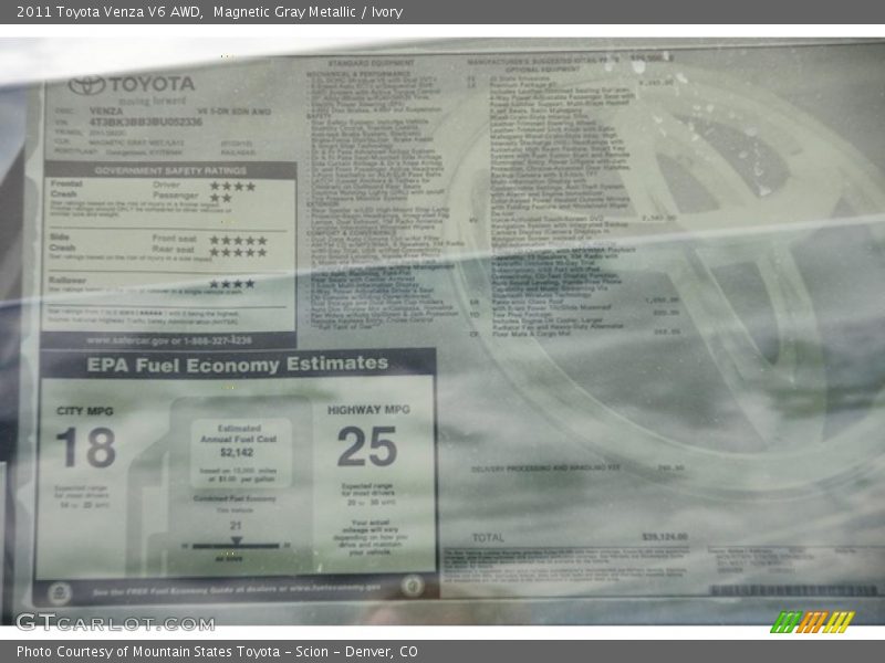 Magnetic Gray Metallic / Ivory 2011 Toyota Venza V6 AWD