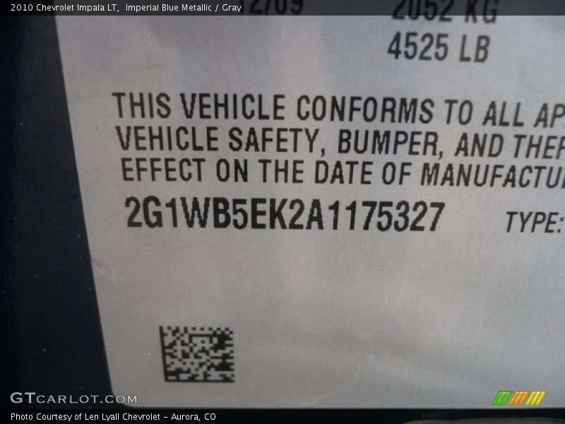 Imperial Blue Metallic / Gray 2010 Chevrolet Impala LT