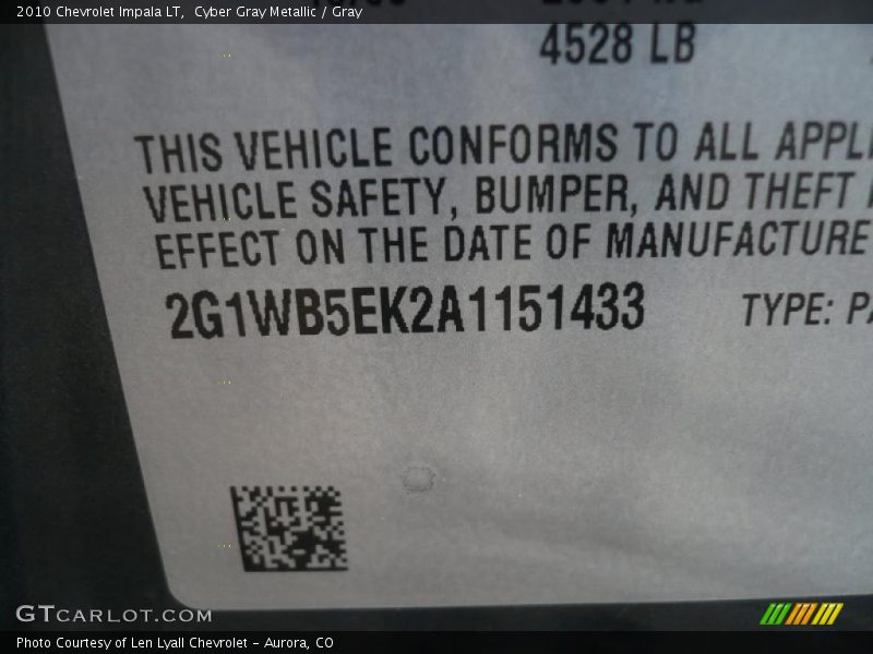 Cyber Gray Metallic / Gray 2010 Chevrolet Impala LT