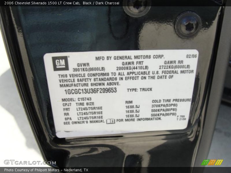 Black / Dark Charcoal 2006 Chevrolet Silverado 1500 LT Crew Cab