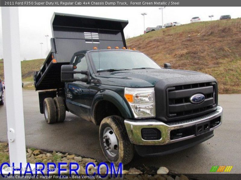 Forest Green Metallic / Steel 2011 Ford F350 Super Duty XL Regular Cab 4x4 Chassis Dump Truck