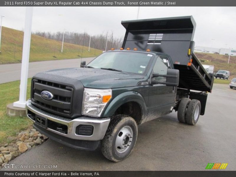 Forest Green Metallic / Steel 2011 Ford F350 Super Duty XL Regular Cab 4x4 Chassis Dump Truck