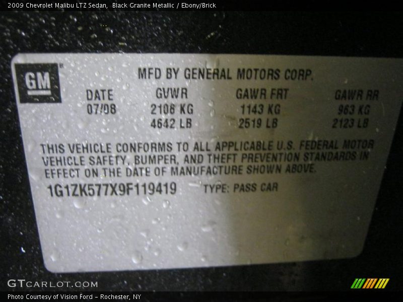 Black Granite Metallic / Ebony/Brick 2009 Chevrolet Malibu LTZ Sedan