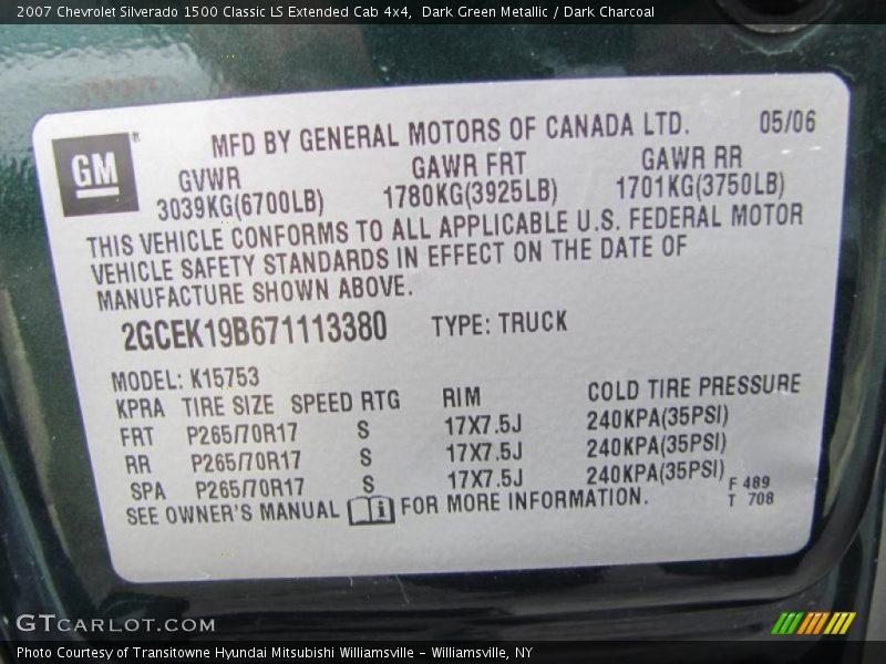 Dark Green Metallic / Dark Charcoal 2007 Chevrolet Silverado 1500 Classic LS Extended Cab 4x4