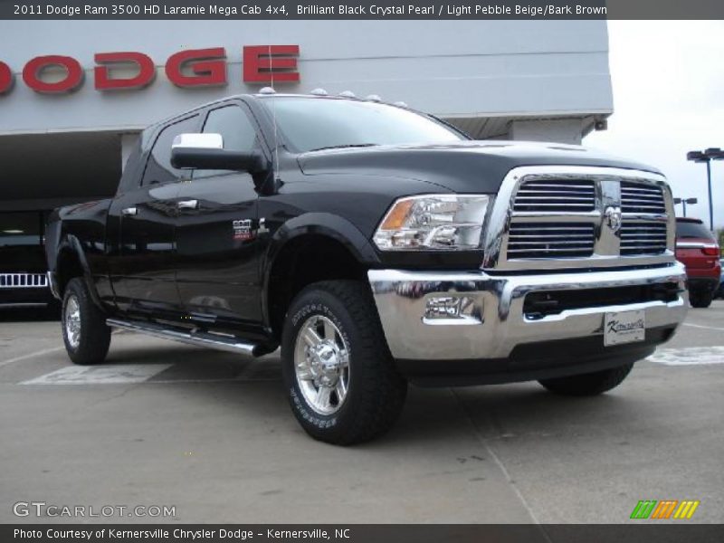 Brilliant Black Crystal Pearl / Light Pebble Beige/Bark Brown 2011 Dodge Ram 3500 HD Laramie Mega Cab 4x4
