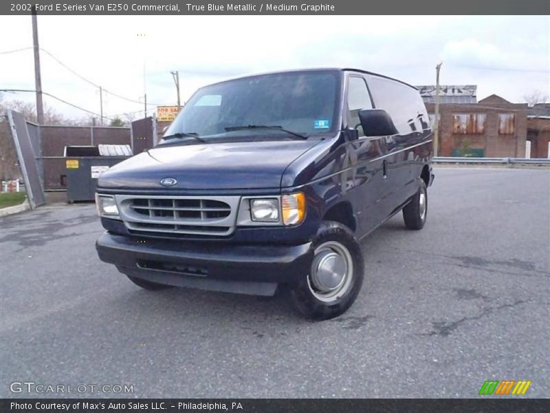 True Blue Metallic / Medium Graphite 2002 Ford E Series Van E250 Commercial