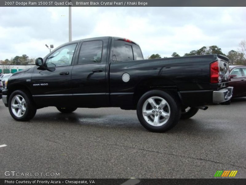 Brilliant Black Crystal Pearl / Khaki Beige 2007 Dodge Ram 1500 ST Quad Cab