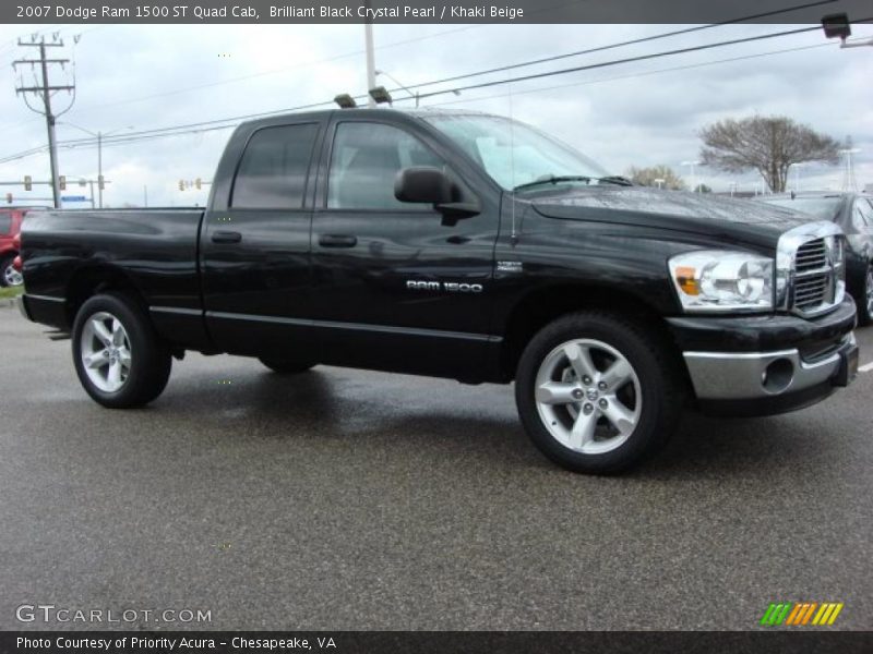 Brilliant Black Crystal Pearl / Khaki Beige 2007 Dodge Ram 1500 ST Quad Cab