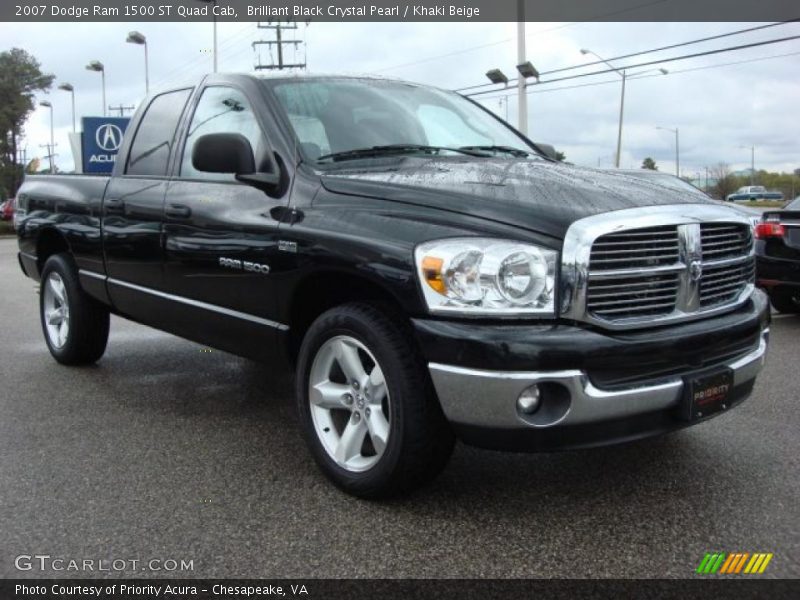 Brilliant Black Crystal Pearl / Khaki Beige 2007 Dodge Ram 1500 ST Quad Cab
