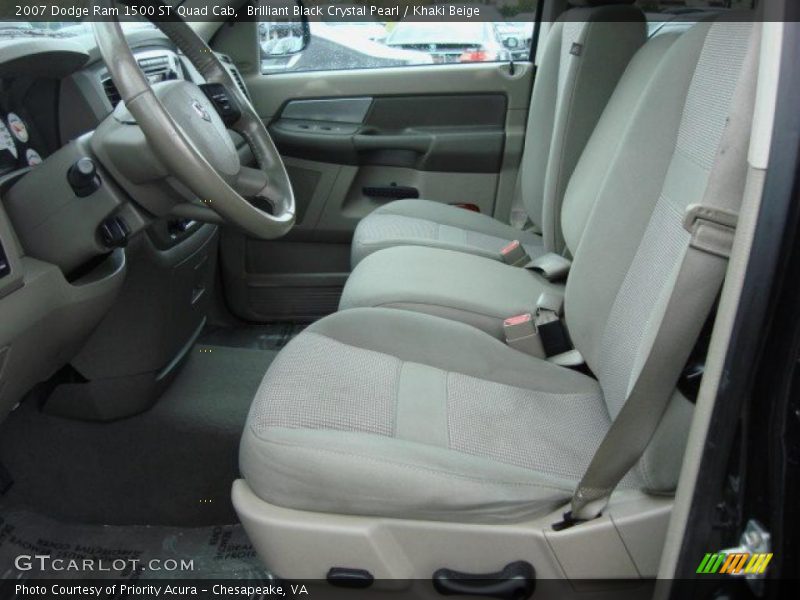 Brilliant Black Crystal Pearl / Khaki Beige 2007 Dodge Ram 1500 ST Quad Cab