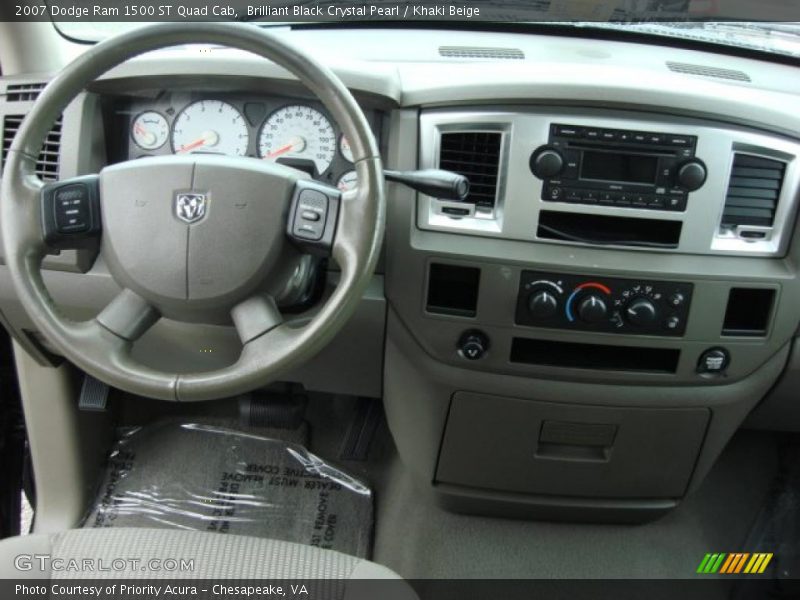 Brilliant Black Crystal Pearl / Khaki Beige 2007 Dodge Ram 1500 ST Quad Cab