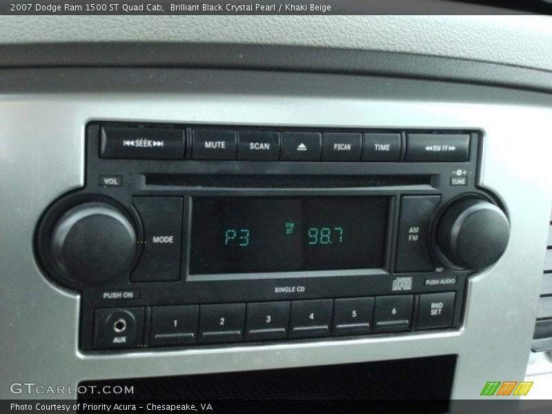 Brilliant Black Crystal Pearl / Khaki Beige 2007 Dodge Ram 1500 ST Quad Cab