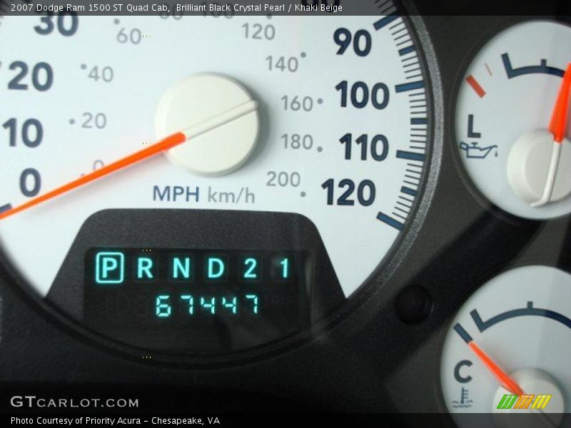 Brilliant Black Crystal Pearl / Khaki Beige 2007 Dodge Ram 1500 ST Quad Cab