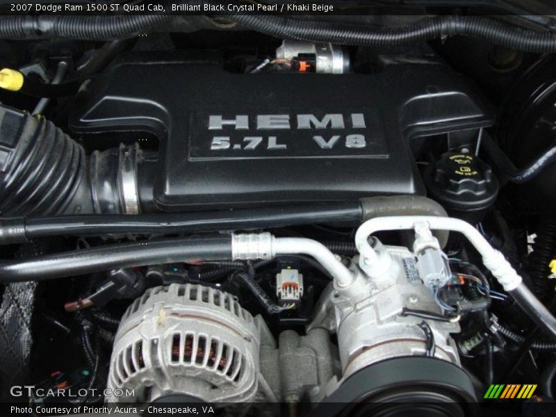 Brilliant Black Crystal Pearl / Khaki Beige 2007 Dodge Ram 1500 ST Quad Cab
