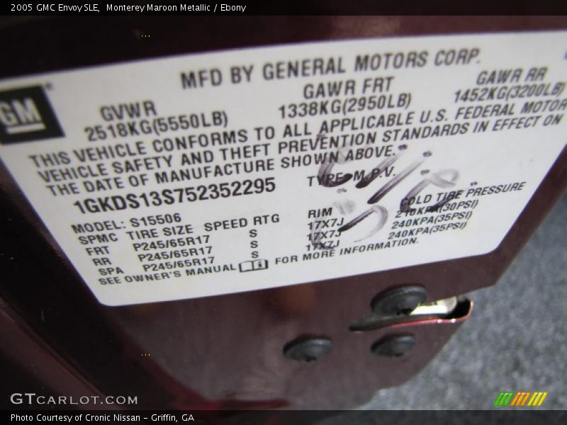 Monterey Maroon Metallic / Ebony 2005 GMC Envoy SLE