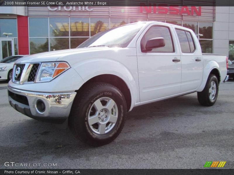 Avalanche White / Beige 2008 Nissan Frontier SE Crew Cab