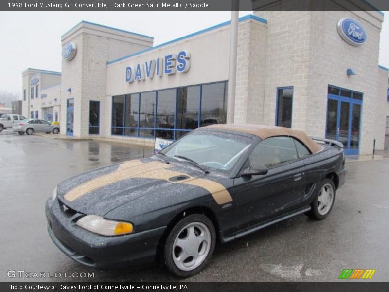 Dark Green Satin Metallic / Saddle 1998 Ford Mustang GT Convertible