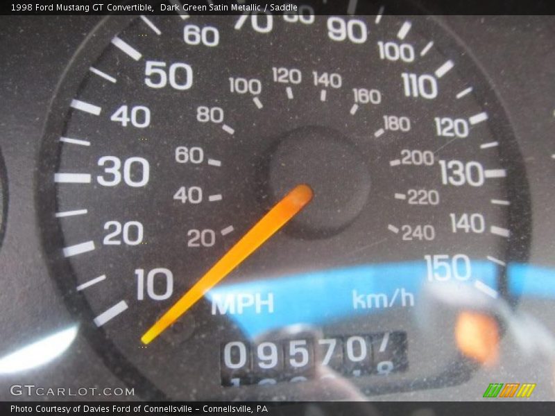 Dark Green Satin Metallic / Saddle 1998 Ford Mustang GT Convertible