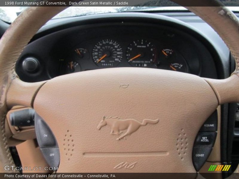 Dark Green Satin Metallic / Saddle 1998 Ford Mustang GT Convertible