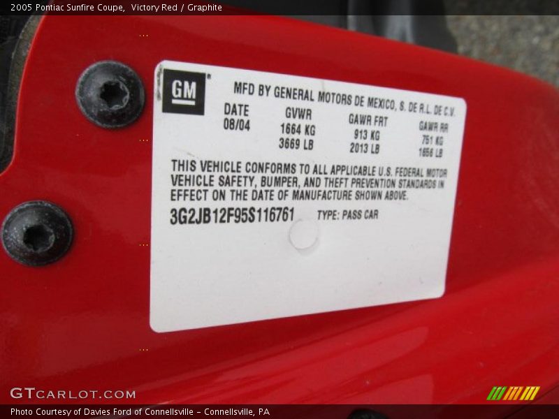 Victory Red / Graphite 2005 Pontiac Sunfire Coupe