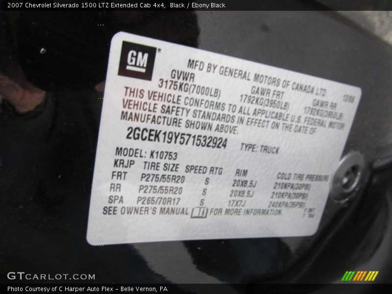 Black / Ebony Black 2007 Chevrolet Silverado 1500 LTZ Extended Cab 4x4