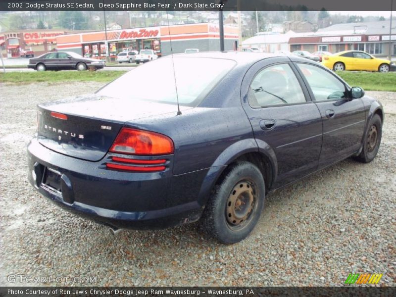 Deep Sapphire Blue Pearl / Dark Slate Gray 2002 Dodge Stratus SE Sedan