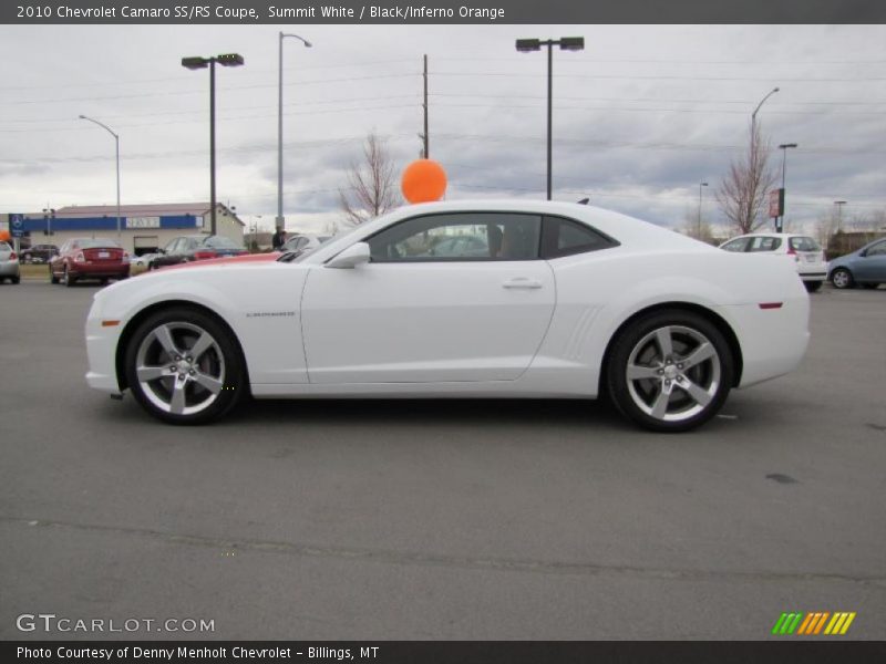 Summit White / Black/Inferno Orange 2010 Chevrolet Camaro SS/RS Coupe