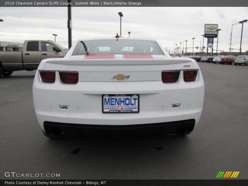 Summit White / Black/Inferno Orange 2010 Chevrolet Camaro SS/RS Coupe