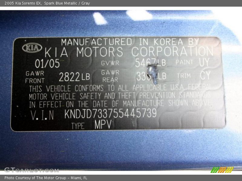 Spark Blue Metallic / Gray 2005 Kia Sorento EX