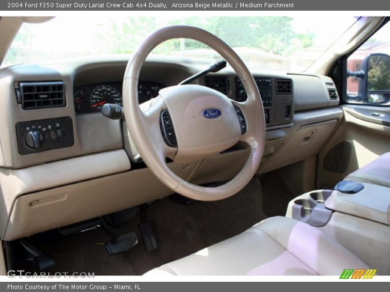 Arizona Beige Metallic / Medium Parchment 2004 Ford F350 Super Duty Lariat Crew Cab 4x4 Dually