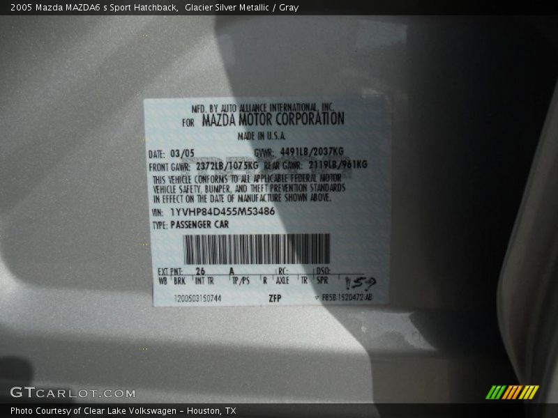 Glacier Silver Metallic / Gray 2005 Mazda MAZDA6 s Sport Hatchback