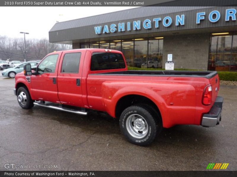 Vermillion Red / Camel 2010 Ford F350 Super Duty Lariat Crew Cab 4x4 Dually