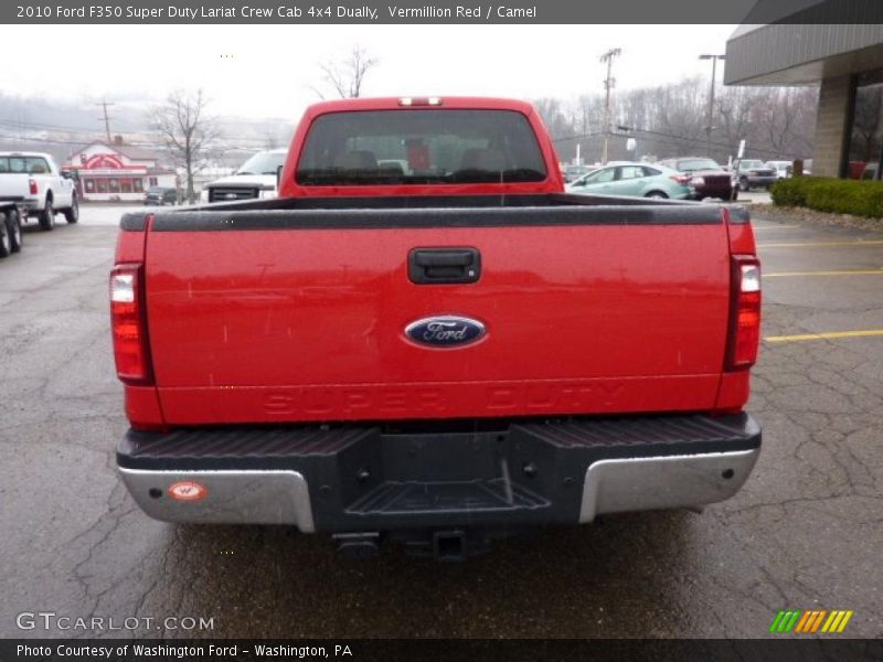 Vermillion Red / Camel 2010 Ford F350 Super Duty Lariat Crew Cab 4x4 Dually