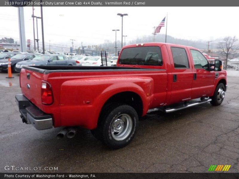 Vermillion Red / Camel 2010 Ford F350 Super Duty Lariat Crew Cab 4x4 Dually