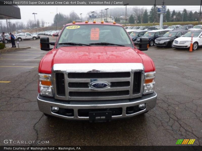 Vermillion Red / Camel 2010 Ford F350 Super Duty Lariat Crew Cab 4x4 Dually