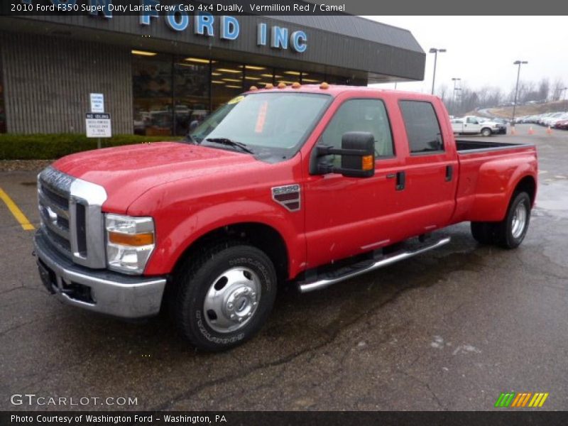 Vermillion Red / Camel 2010 Ford F350 Super Duty Lariat Crew Cab 4x4 Dually
