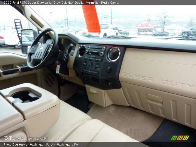 Vermillion Red / Camel 2010 Ford F350 Super Duty Lariat Crew Cab 4x4 Dually