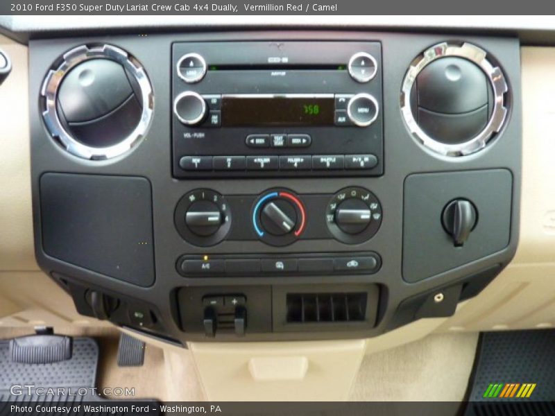 Vermillion Red / Camel 2010 Ford F350 Super Duty Lariat Crew Cab 4x4 Dually
