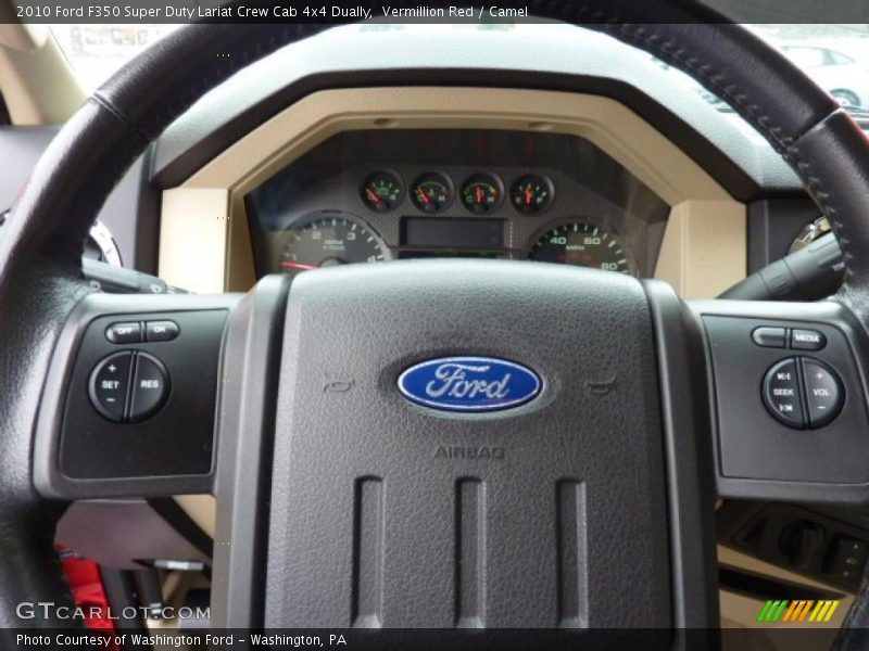 Vermillion Red / Camel 2010 Ford F350 Super Duty Lariat Crew Cab 4x4 Dually